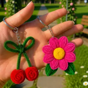 Cherry & Sunflower keychain